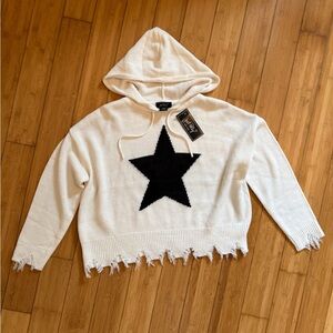 Just Polly  Cream Sweater with Black Star